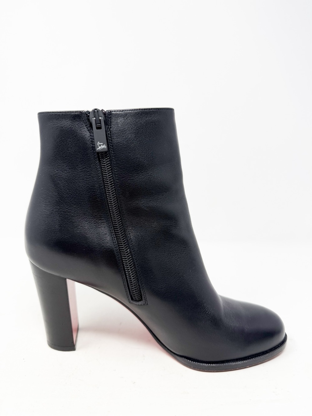 Christian Louboutin Adox Black Leather Block Heel Ankle Boots Womens EU 36.5 - Picture 7 of 10